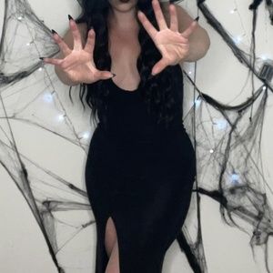Boohoo Black Slinky Dress Criss Cross Back